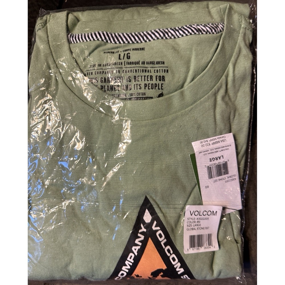 Volcom L94855 Mens Basil Green 'Global Stone' Short Sleeve Tee Size Large